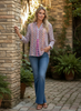 Silk Iris Ikat Top